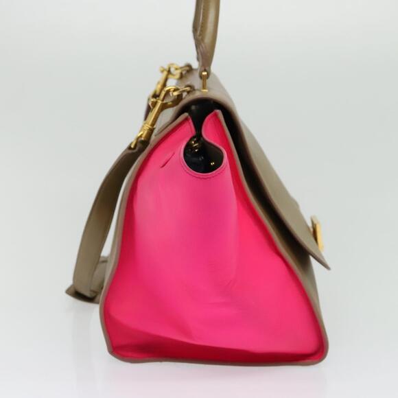 CELINE Trapeze Hand Bag Leather Beige Gold - Picture 4 of 13